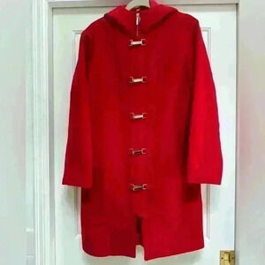 Ralph‎ Lauren VTG Red Wool Jacket With Silver Toggle Clasp Hardware M